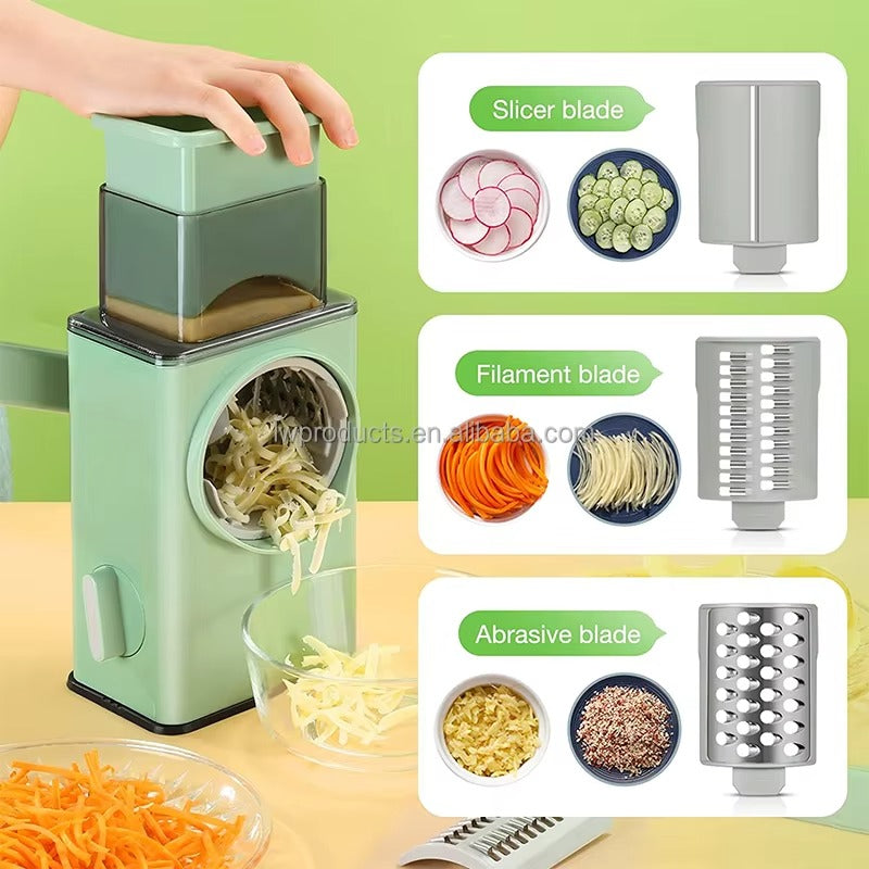 Coupe-Légumes Rotatif 3-en-1 – Sans Électricité & Ultra Pratique
