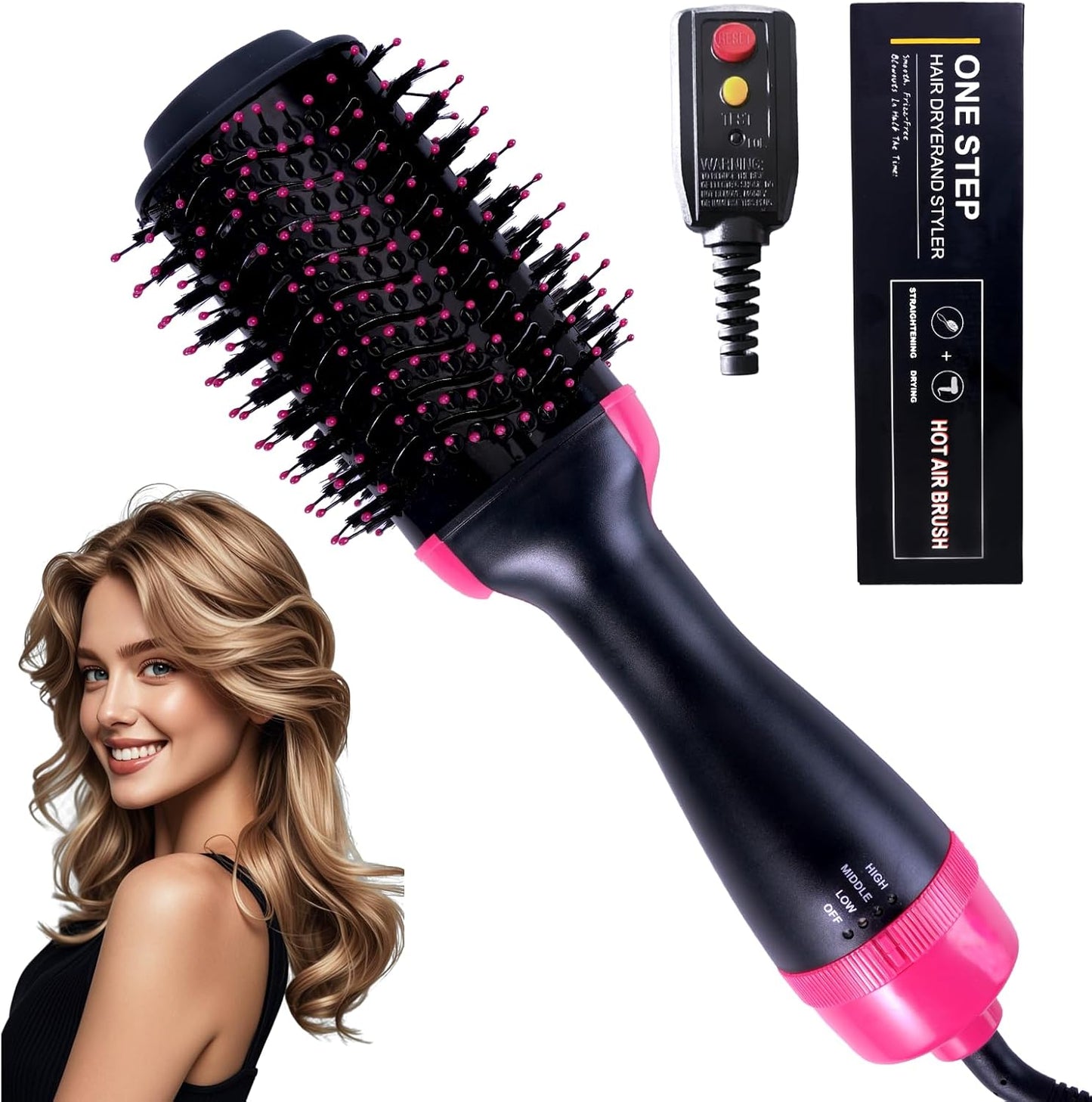 LumiBrush 4-en-1, Brosse Sèche-Cheveux Lissante, Volumisante à Air Chaud